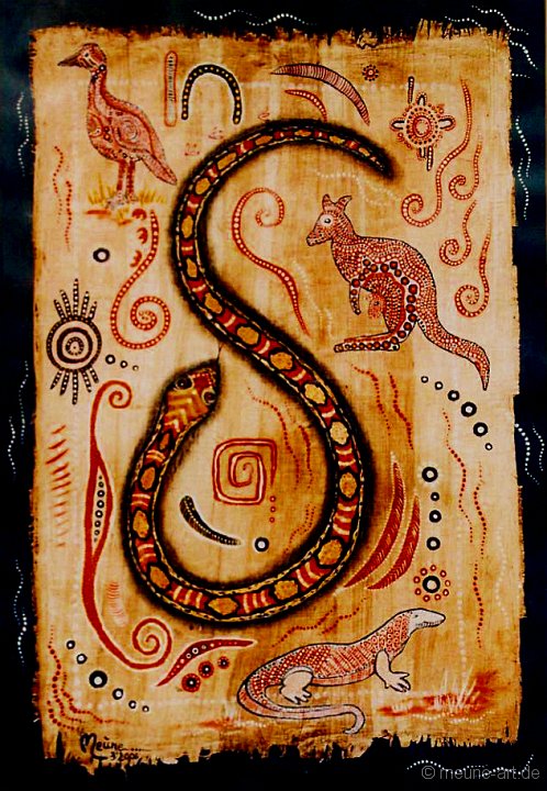 08 Unsichtbare Verbindungen Acryl und Paintingstones auf Papyrus;
50 x 70 cm